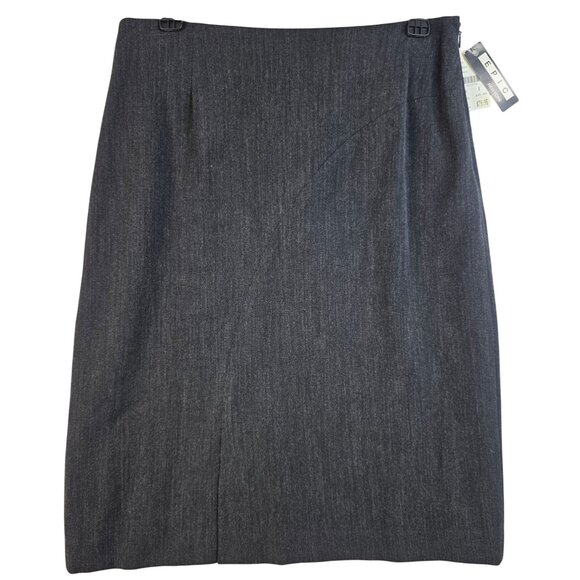 Epic New York Size 8 Charcoal Gray Wool Blend Pencil Skirt USA Girlboss New - Picture 1 of 8